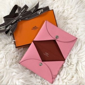 Hermes Calvi pink/red card holder